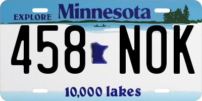 MN license plate 458NOK