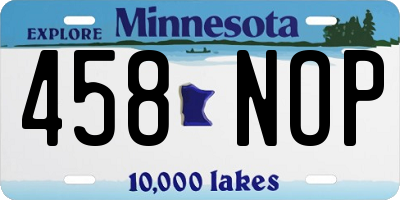 MN license plate 458NOP