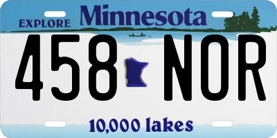 MN license plate 458NOR
