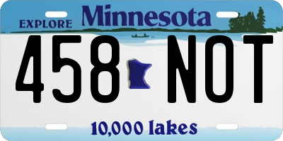 MN license plate 458NOT
