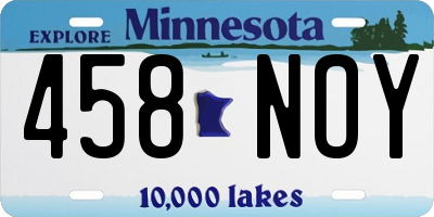 MN license plate 458NOY