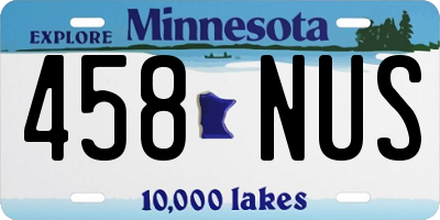 MN license plate 458NUS