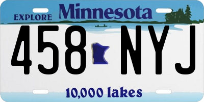 MN license plate 458NYJ