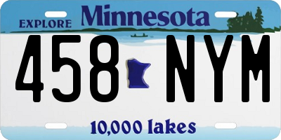 MN license plate 458NYM