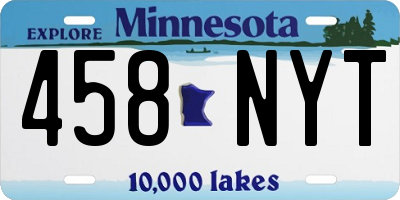 MN license plate 458NYT