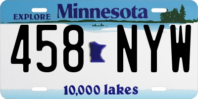 MN license plate 458NYW