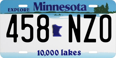 MN license plate 458NZO