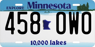 MN license plate 458OWO