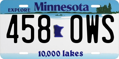 MN license plate 458OWS