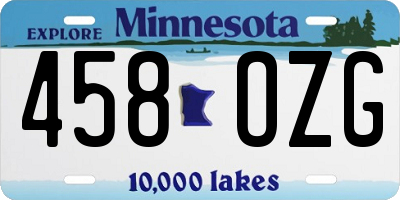 MN license plate 458OZG