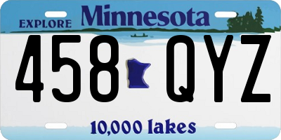 MN license plate 458QYZ