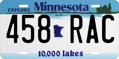 MN license plate 458RAC