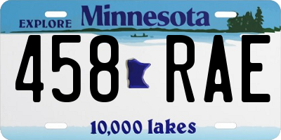 MN license plate 458RAE