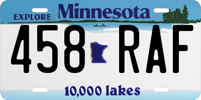 MN license plate 458RAF