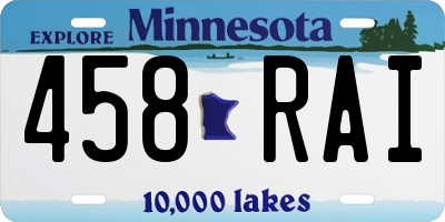 MN license plate 458RAI