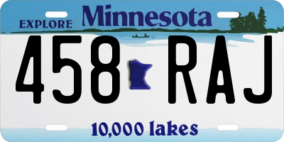 MN license plate 458RAJ