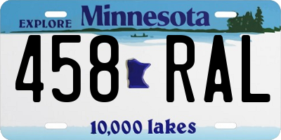 MN license plate 458RAL