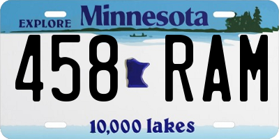 MN license plate 458RAM