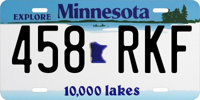 MN license plate 458RKF