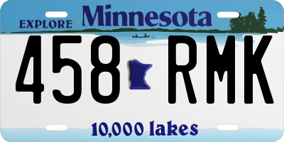 MN license plate 458RMK