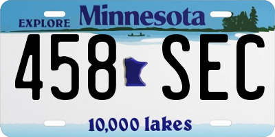 MN license plate 458SEC
