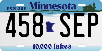 MN license plate 458SEP