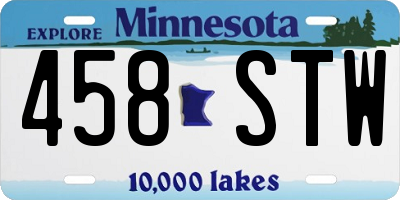 MN license plate 458STW