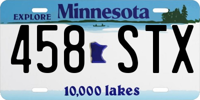 MN license plate 458STX