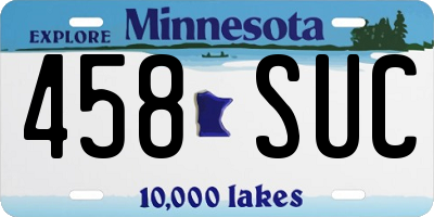 MN license plate 458SUC
