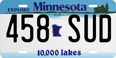MN license plate 458SUD