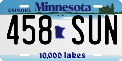 MN license plate 458SUN