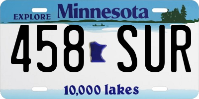 MN license plate 458SUR