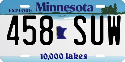 MN license plate 458SUW