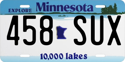 MN license plate 458SUX