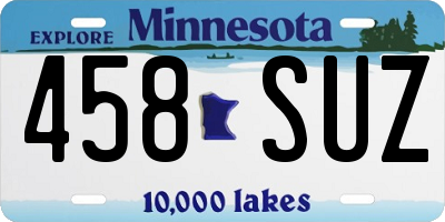 MN license plate 458SUZ