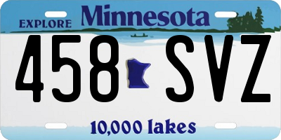MN license plate 458SVZ
