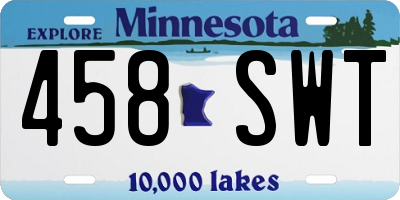 MN license plate 458SWT