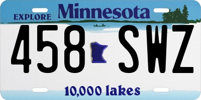 MN license plate 458SWZ