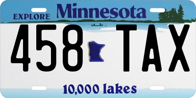 MN license plate 458TAX