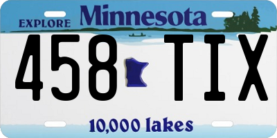 MN license plate 458TIX