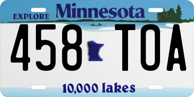 MN license plate 458TOA