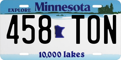 MN license plate 458TON