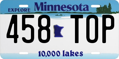 MN license plate 458TOP