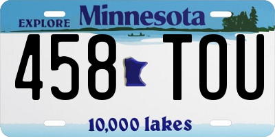 MN license plate 458TOU