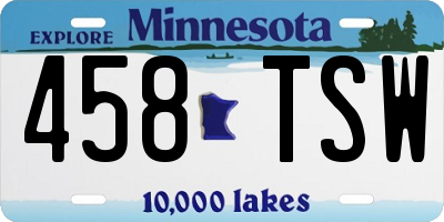 MN license plate 458TSW