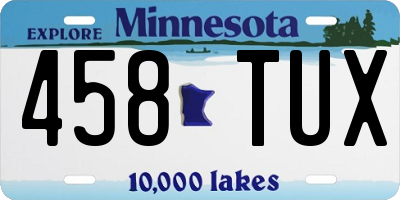 MN license plate 458TUX