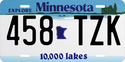 MN license plate 458TZK