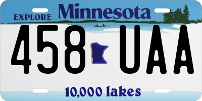 MN license plate 458UAA