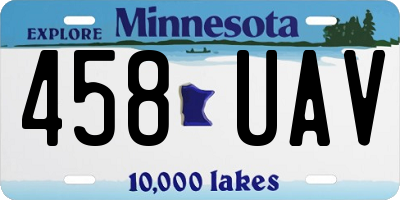 MN license plate 458UAV