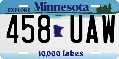 MN license plate 458UAW